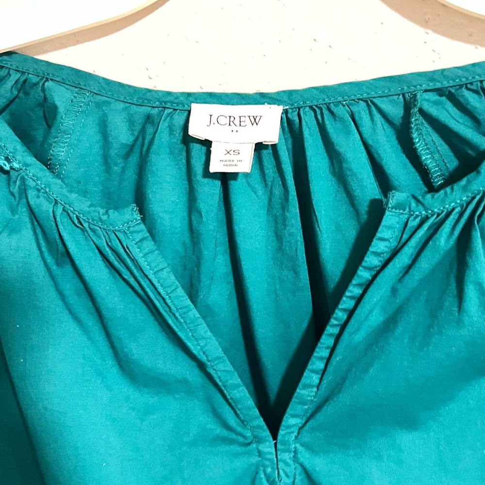 J. Crew Teal Ruffled Peasant Blouse - Picture 3 of 4
